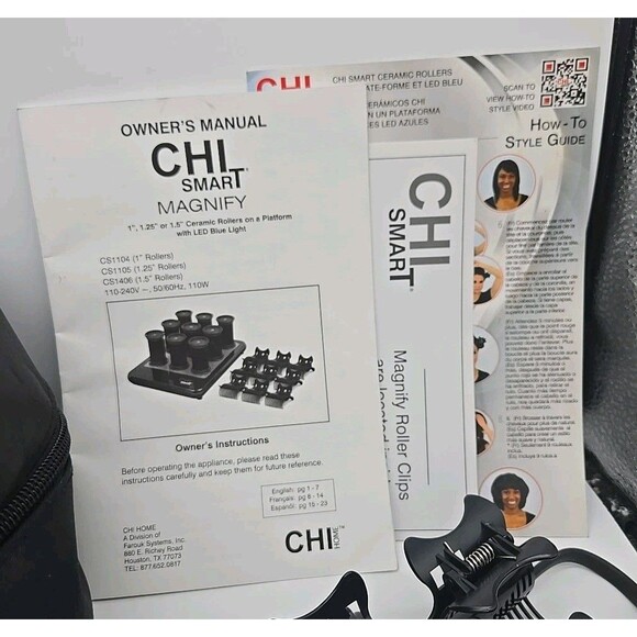 Chi Smart Magnify Ceramic 1" Hot Rollers Curlers Blue LED Platform & Case CS1104 - Picture 5 of 16
